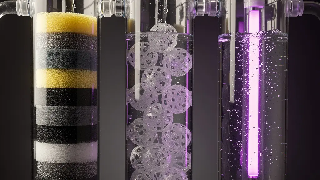 Système de filtration à trois niveaux pour bassin de fish pédicure