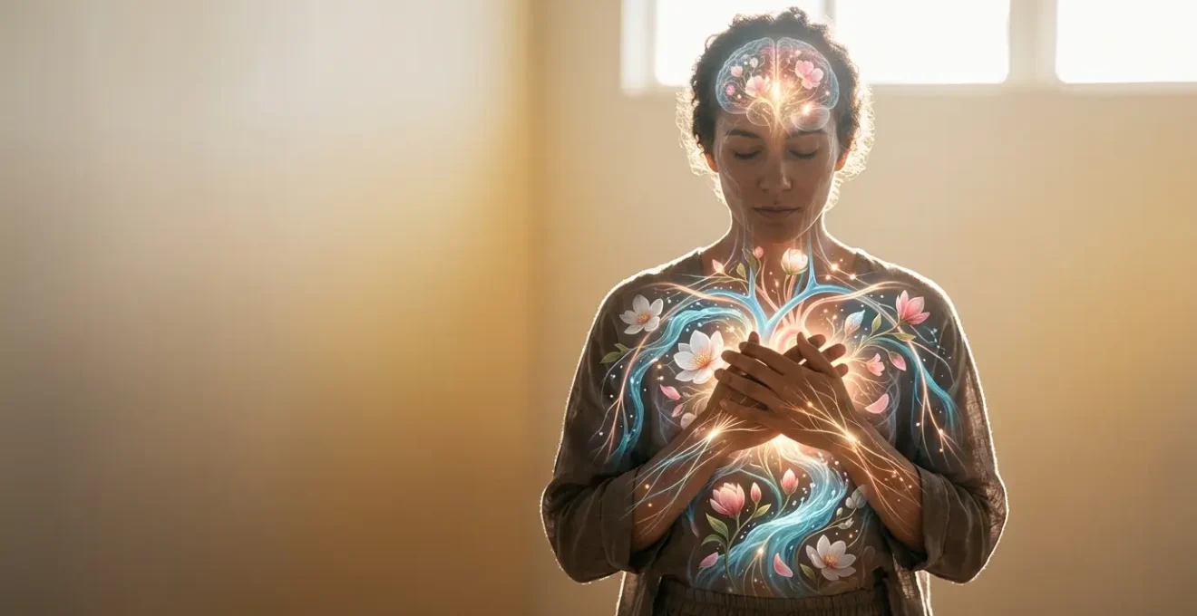 Représentation symbolique du lien profond entre le corps et les émotions dans le bien-être